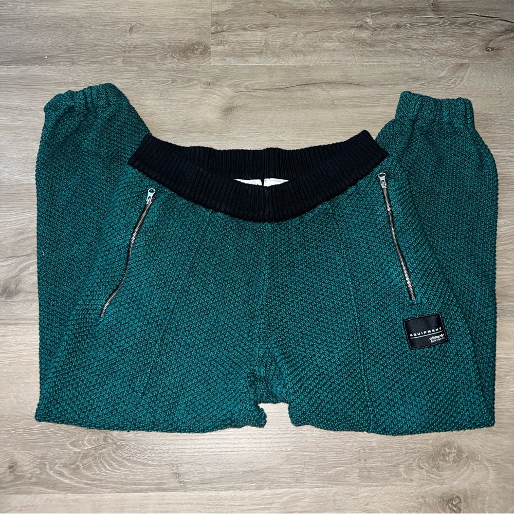 ADIDAS equipment green knit jogger sweatpants bottoms logo comfy pants Small